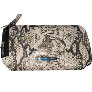 NEW! KENNETH COLE REACTION Wristlet CLUTCH WALLET $56 FAUX Snakeskin TAN Gold
